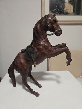 Vintage Leather Wrapped Horse- Decorative Home figure